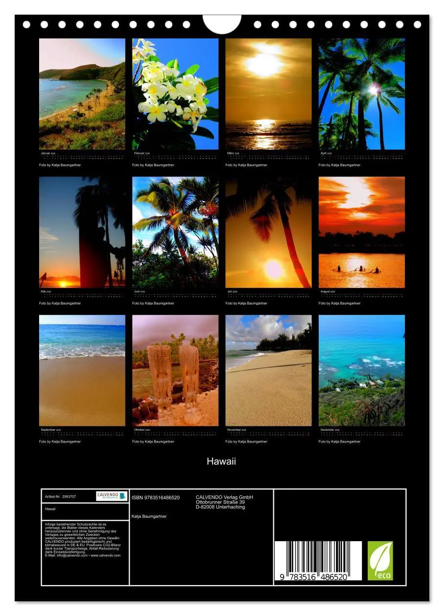 Bild: 9783516486520 | Hawaii (Wandkalender 2026 DIN A4 hoch), CALVENDO Monatskalender | 2026