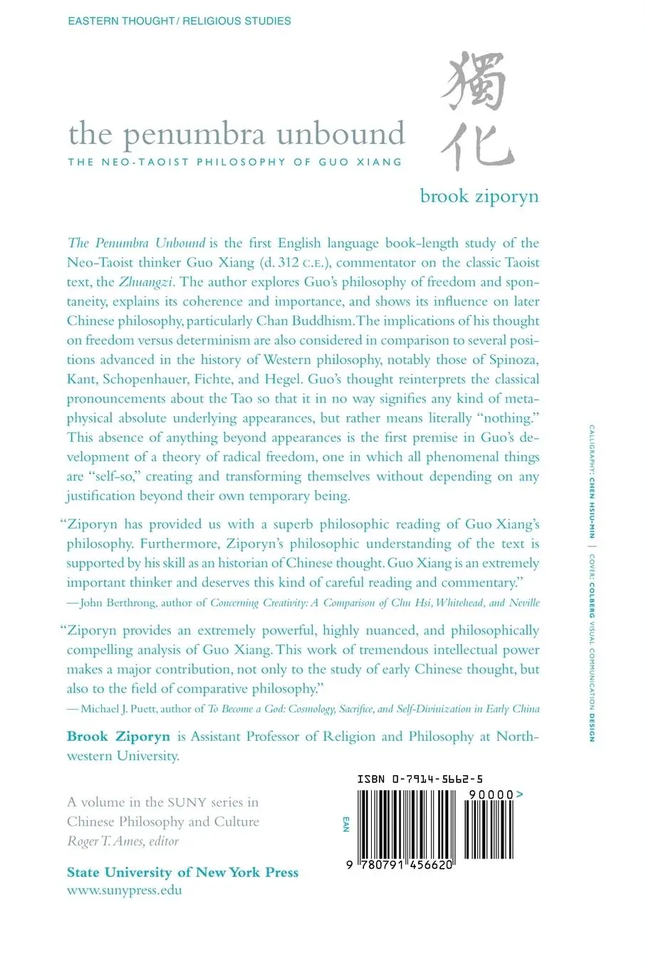 Rückseite: 9780791456620 | The Penumbra Unbound | The Neo-Taoist Philosophy of Guo Xiang | Buch