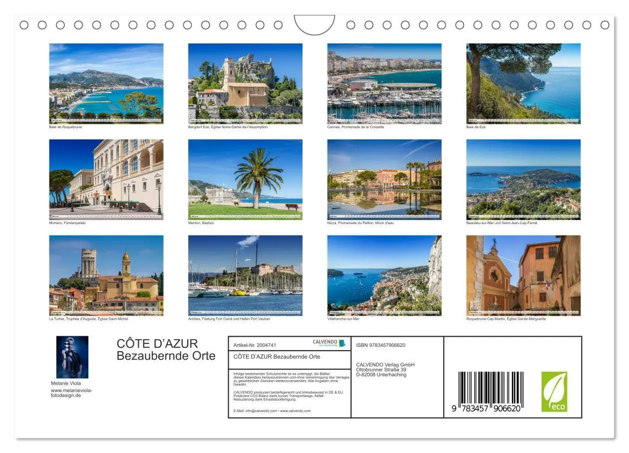 Bild: 9783457906620 | CÔTE D'AZUR Bezaubernde Orte (Wandkalender 2026 DIN A4 quer),...