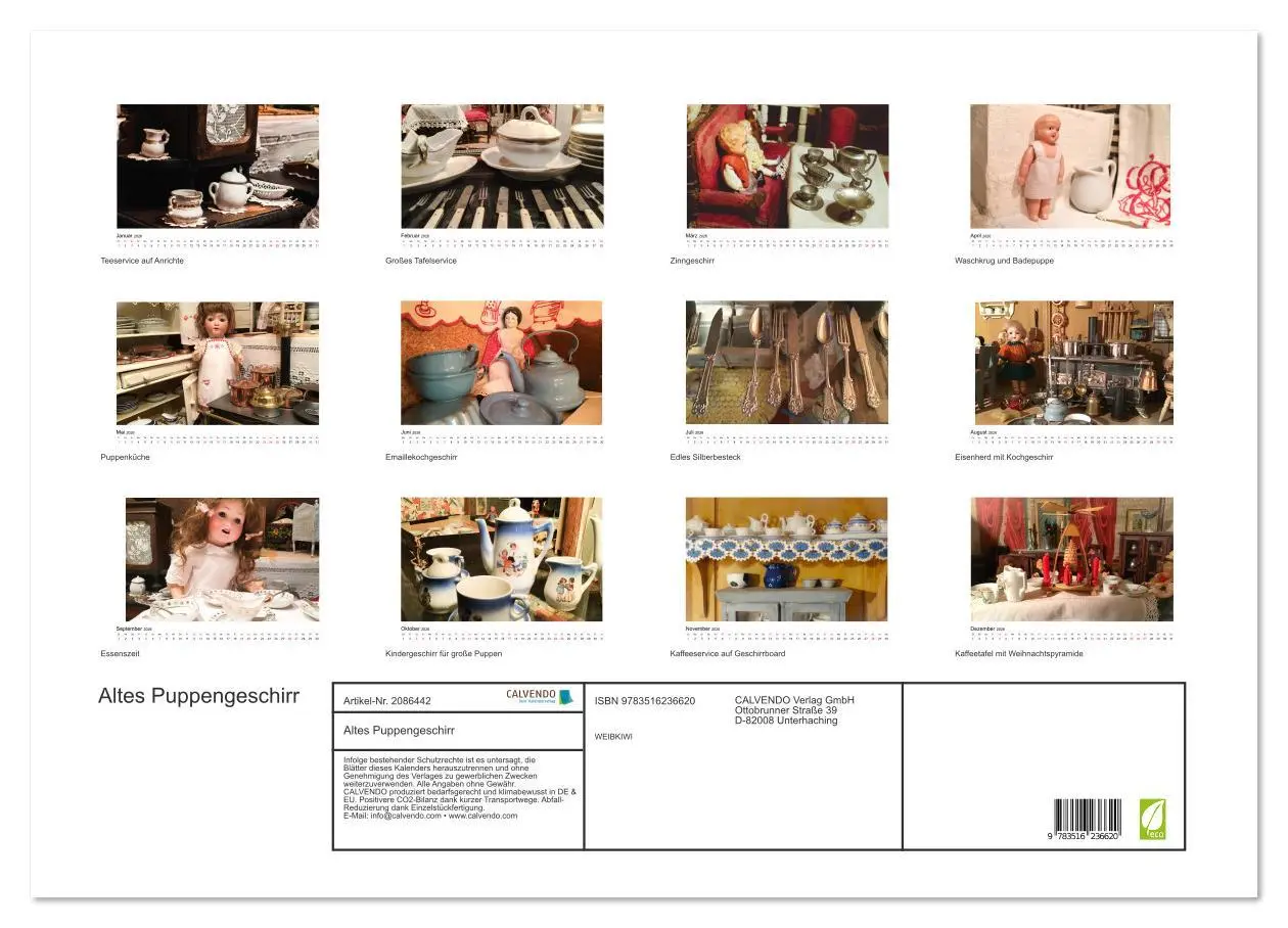 Bild: 9783516236620 | Altes Puppengeschirr (Wandkalender 2026 DIN A2 quer), CALVENDO...
