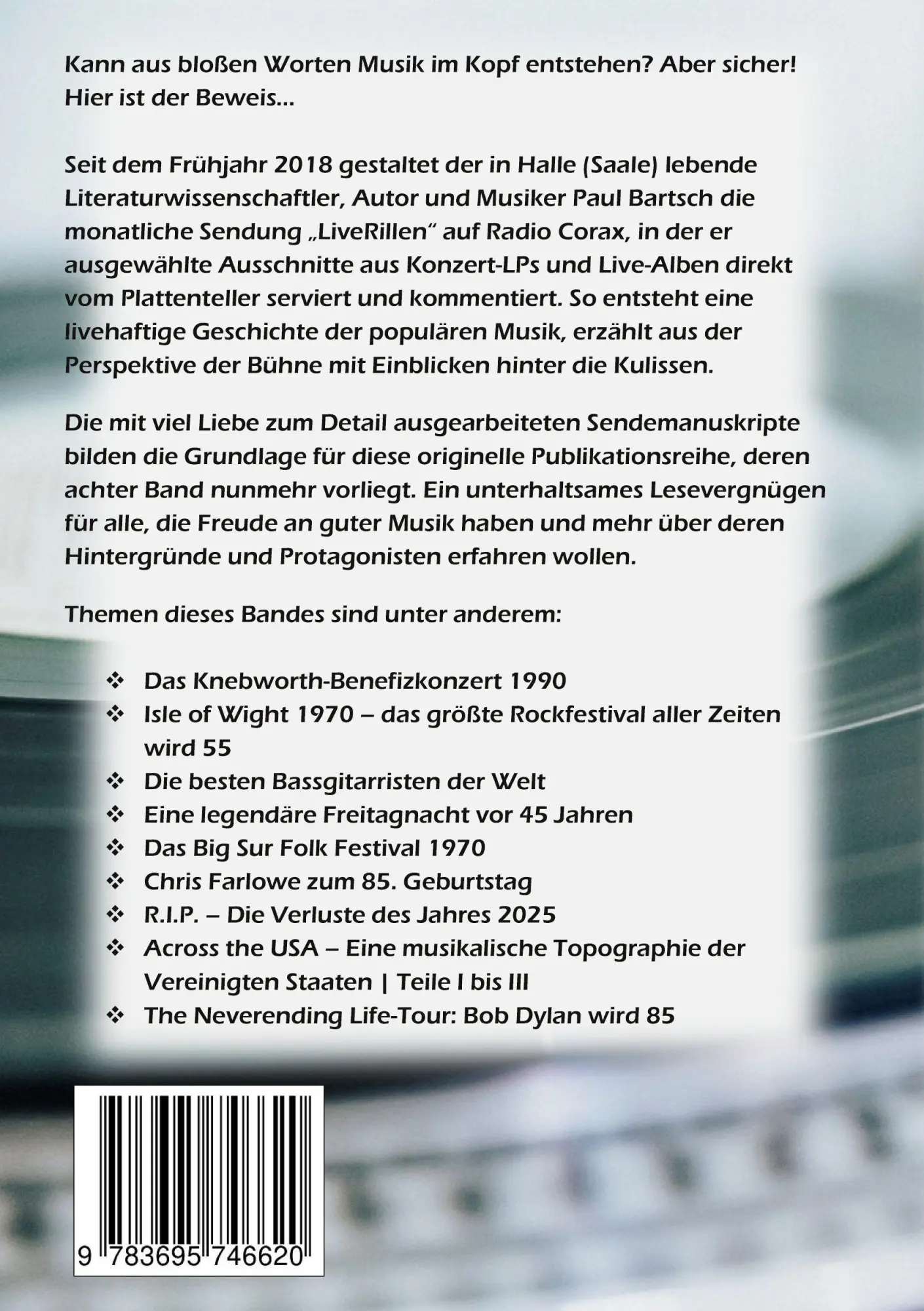 Rückseite: 9783695746620 | LiveRillen No. 8 | Konzerte aus sechs Jahrzehnten Rockmusikgeschichte