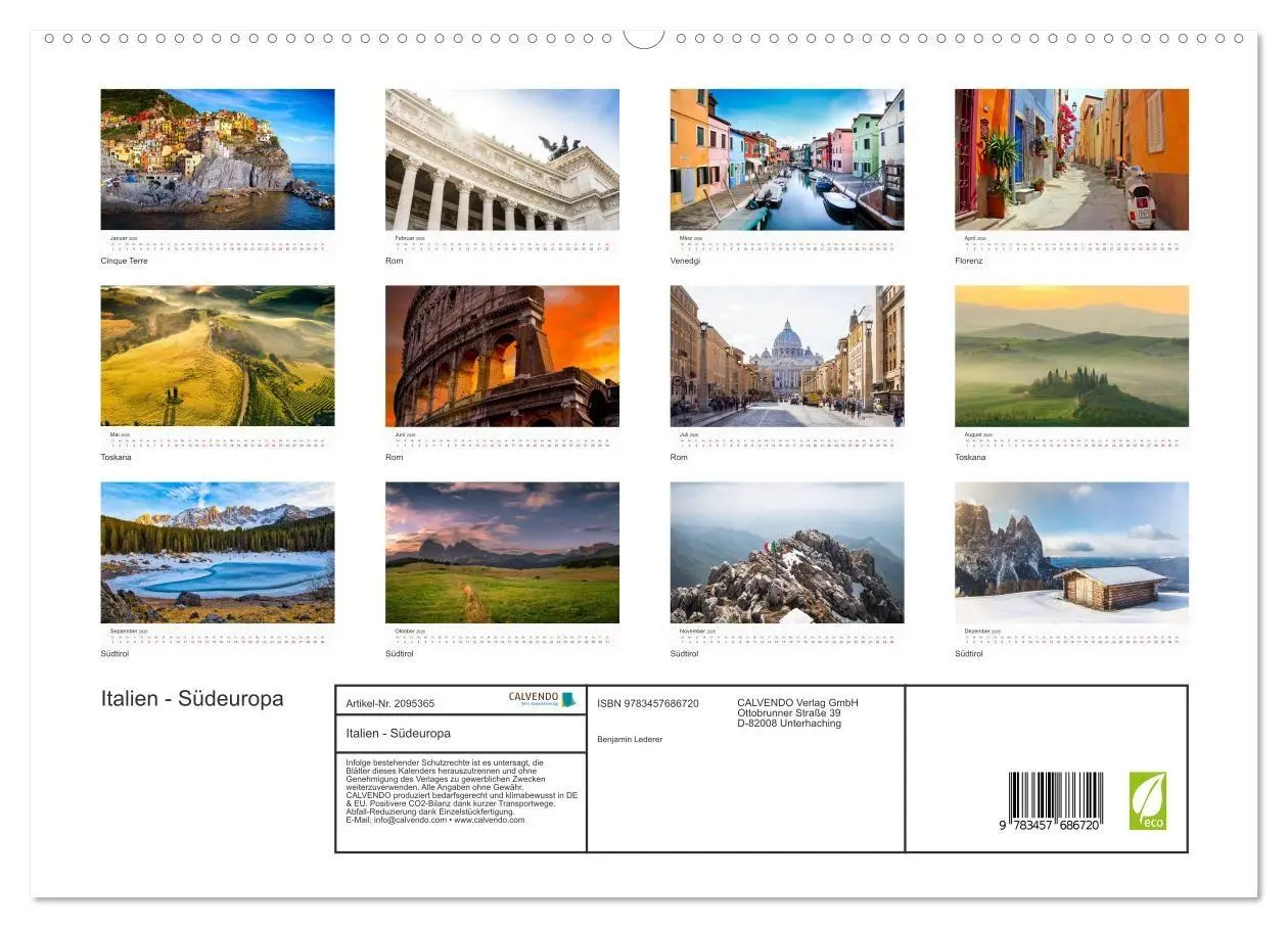 Bild: 9783457686720 | Italien - Südeuropa (hochwertiger Premium Wandkalender 2026 DIN A2...