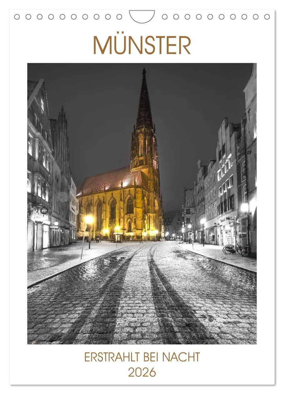 Cover: 9783516396720 | Münster - erstrahlt bei Nacht (Wandkalender 2026 DIN A4 hoch),...