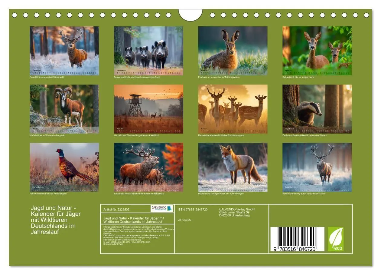 Bild: 9783516846720 | Jagd und Natur - Kalender für Jäger mit Wildtieren Deutschlands im...