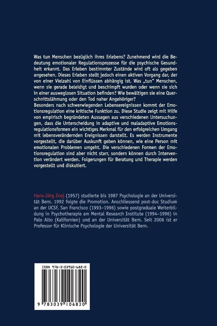 Rückseite: 9783039106820 | Regulation emotionaler Prozesse in Psychotherapie und...