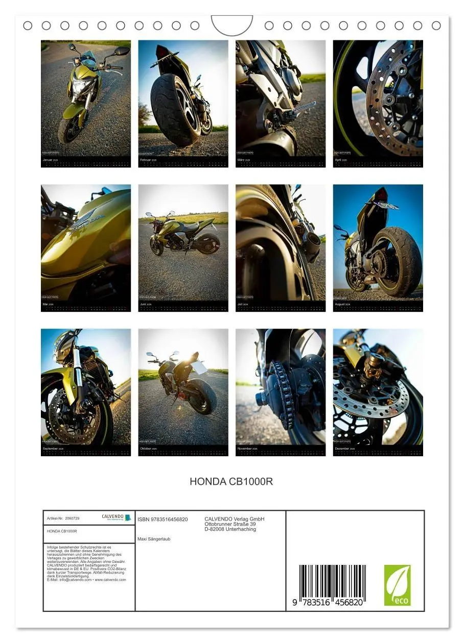 Bild: 9783516456820 | HONDA CB1000R (Wandkalender 2026 DIN A4 hoch), CALVENDO Monatskalender
