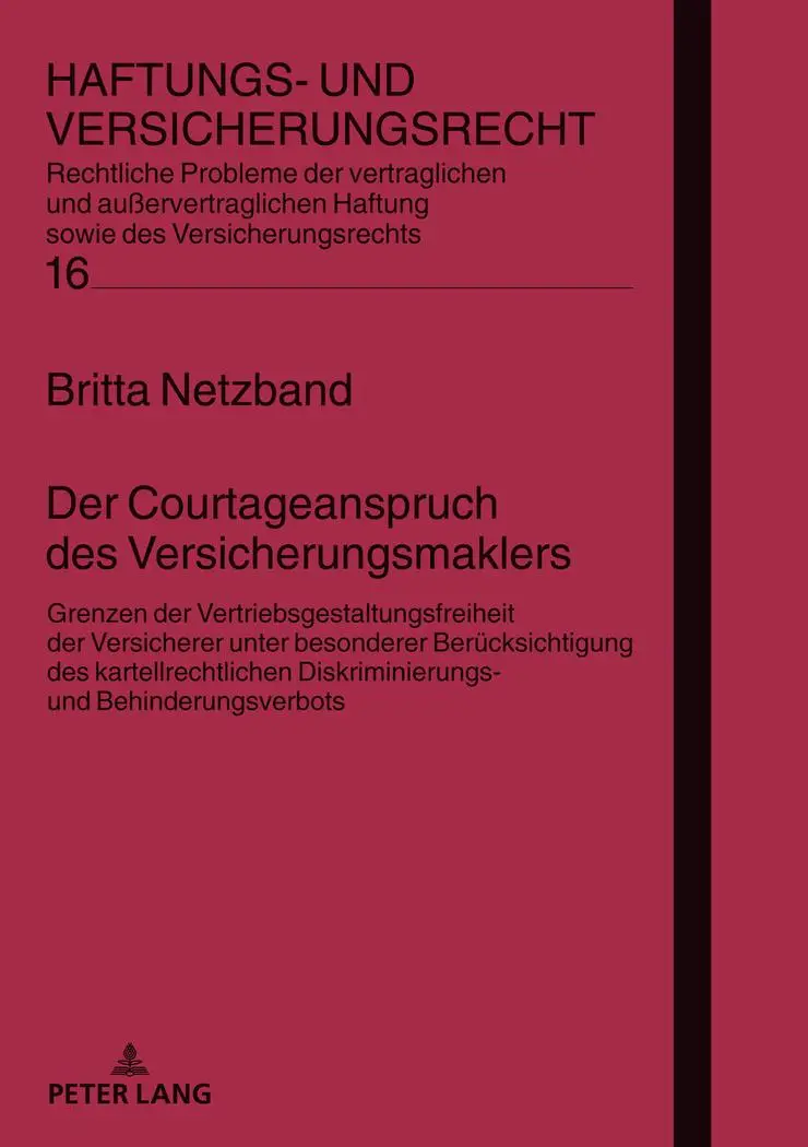 Cover: 9783631746820 | Der Courtageanspruch des Versicherungsmaklers | Britta Netzband | Buch