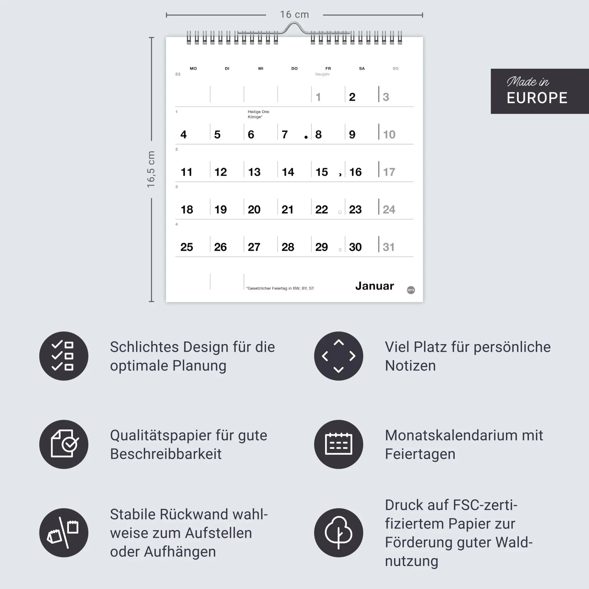 Bild: 9783756416820 | Black&amp;White Monatsplaner zum Aufstellen 2027 | Kalender | 13 S. | 2027