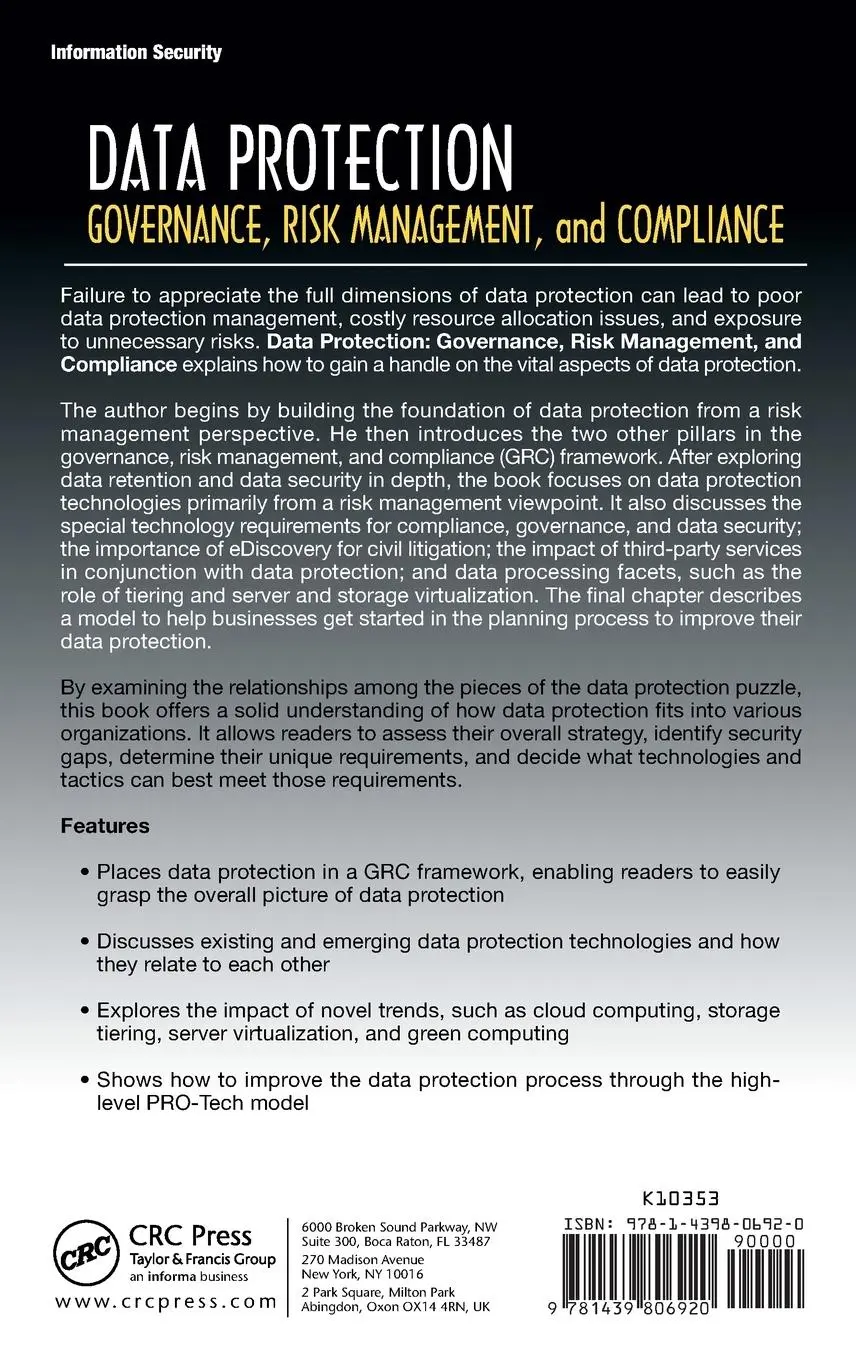 Rückseite: 9781439806920 | Data Protection | Governance, Risk Management, and Compliance | Hill