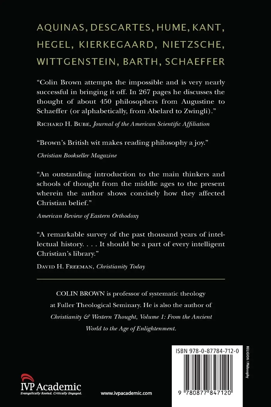 Rückseite: 9780877847120 | Philosophy &amp; the Christian Faith | Colin Brown | Taschenbuch