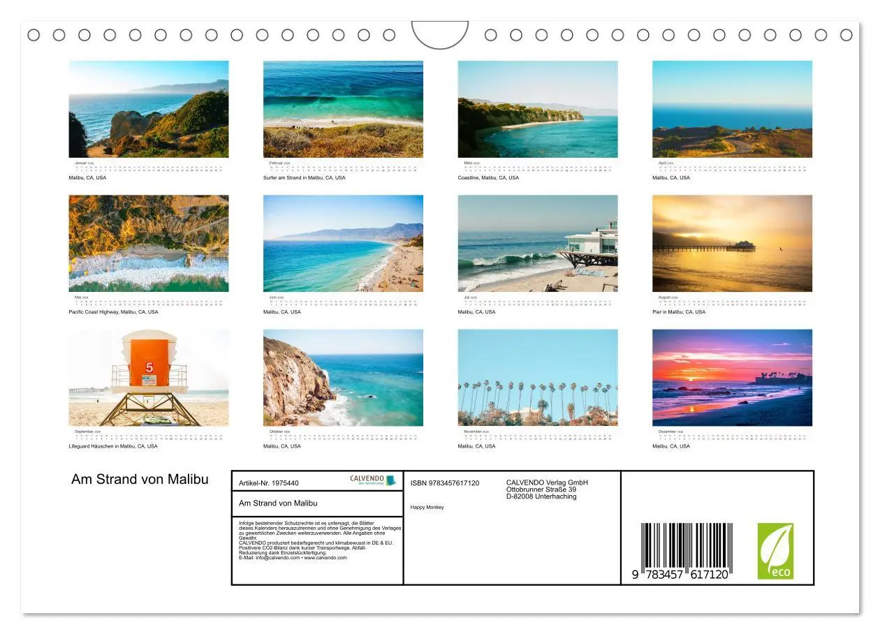 Bild: 9783457617120 | Am Strand von Malibu (Wandkalender 2026 DIN A4 quer), CALVENDO...