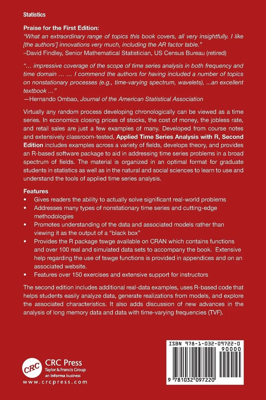 Rückseite: 9781032097220 | Applied Time Series Analysis with R | Wayne A. Woodward (u. a.) | Buch