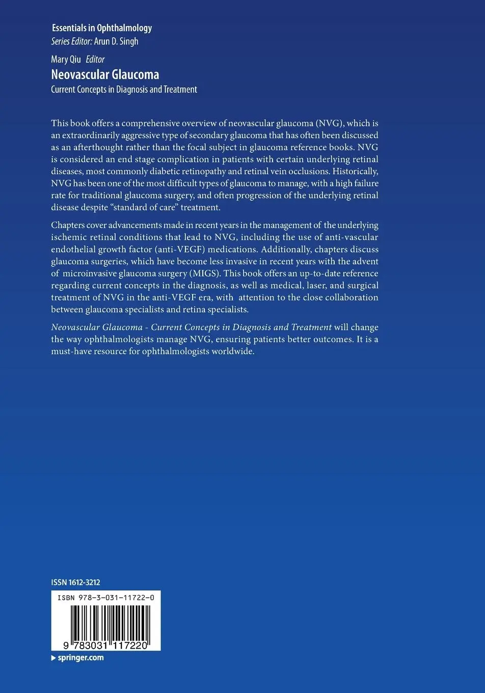 Rückseite: 9783031117220 | Neovascular Glaucoma | Current Concepts in Diagnosis and Treatment