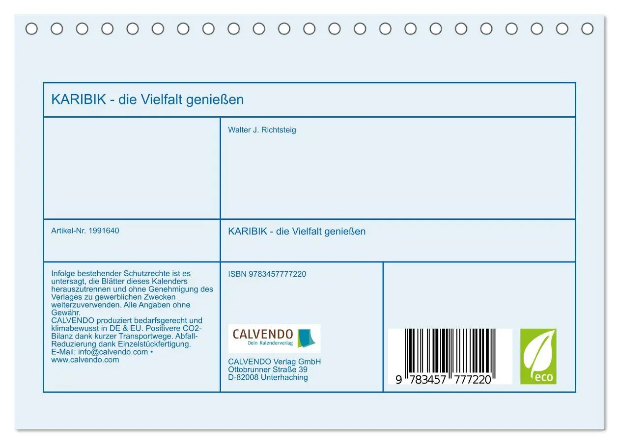 Bild: 9783457777220 | KARIBIK - die Vielfalt genießen (Tischkalender 2026 DIN A5 quer),...