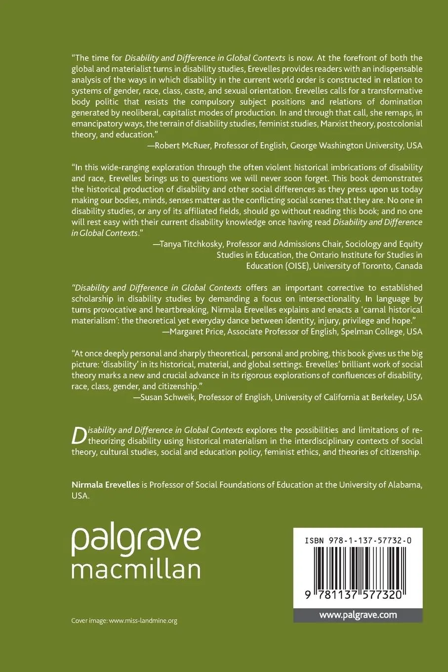 Rückseite: 9781137577320 | Disability and Difference in Global Contexts | N. Erevelles | Buch