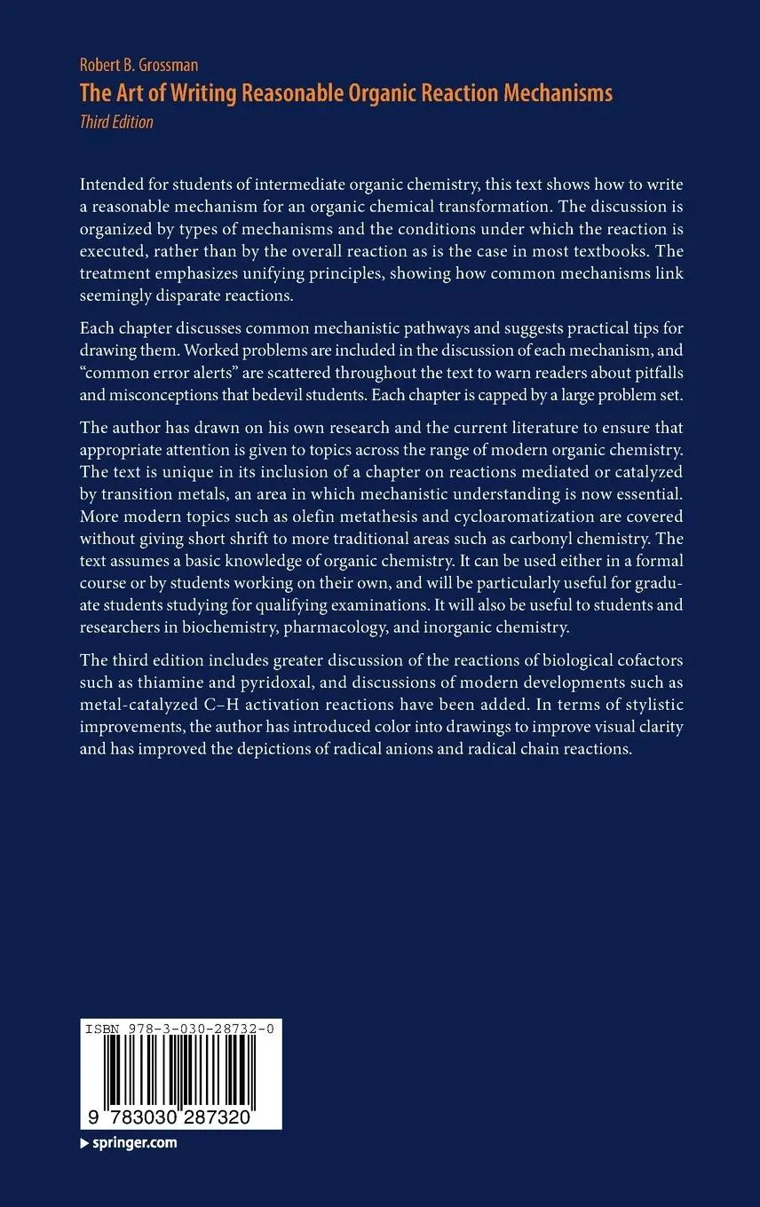 Rückseite: 9783030287320 | The Art of Writing Reasonable Organic Reaction Mechanisms | Grossman