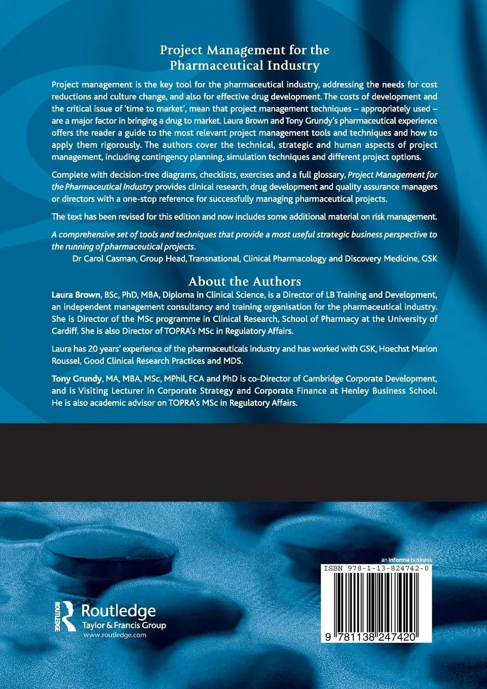 Rückseite: 9781138247420 | Project Management for the Pharmaceutical Industry | Brown (u. a.)