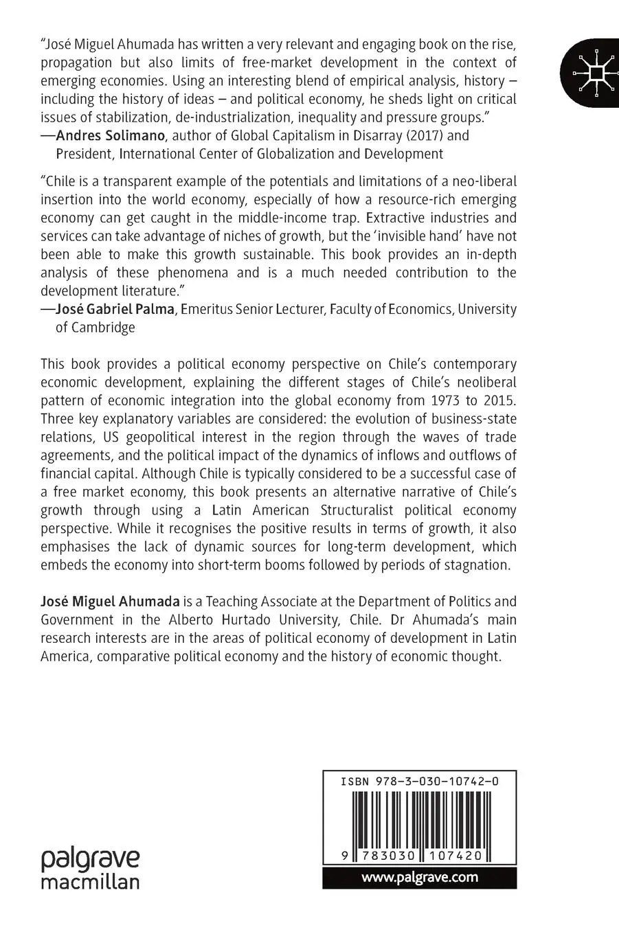 Rückseite: 9783030107420 | The Political Economy of Peripheral Growth | José Miguel Ahumada | xiv