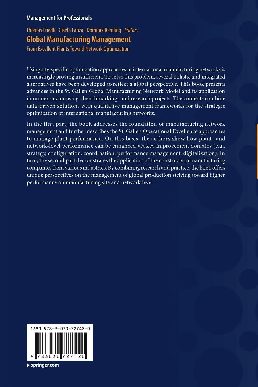 Rückseite: 9783030727420 | Global Manufacturing Management | Thomas Friedli (u. a.) | Taschenbuch