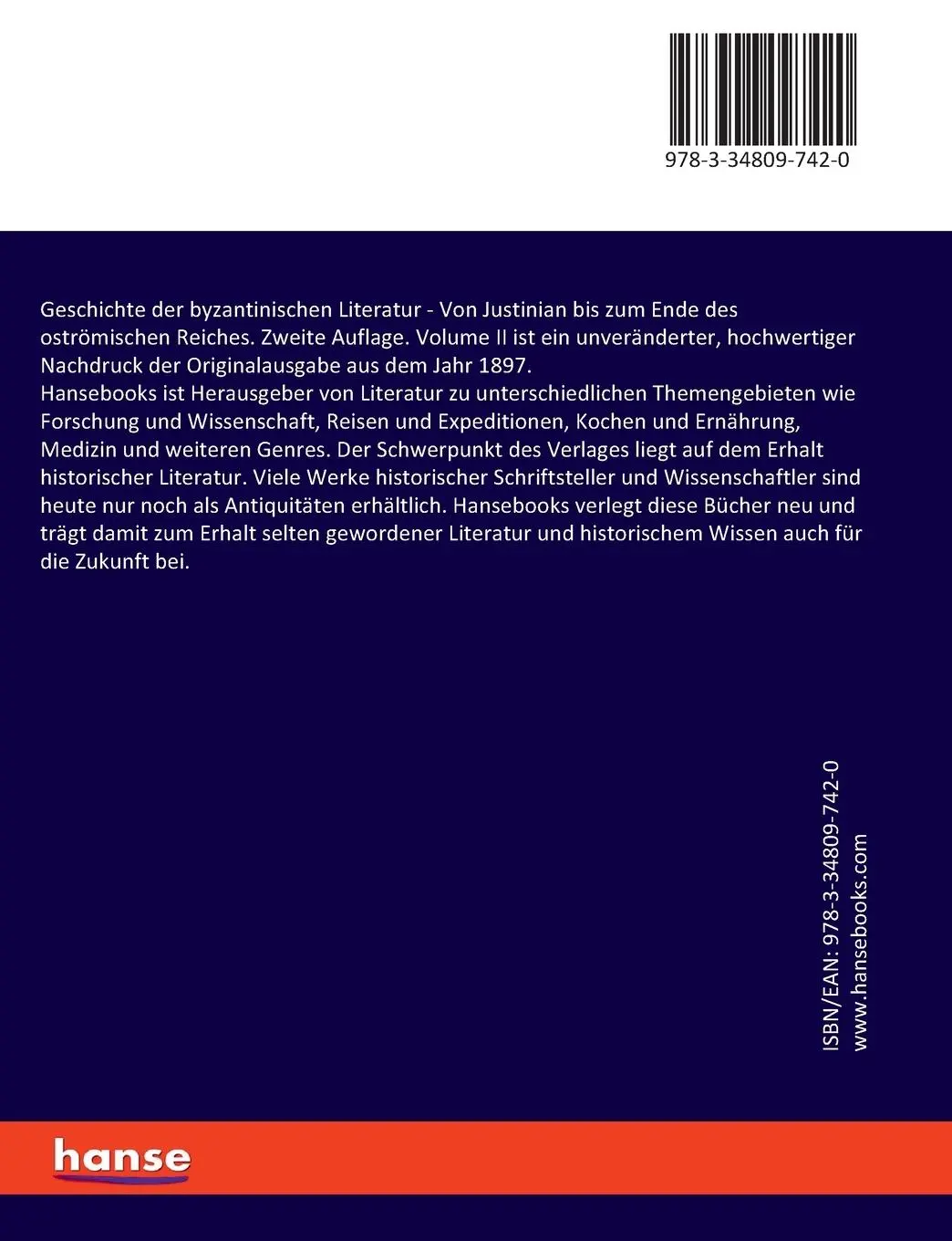 Rückseite: 9783348097420 | Geschichte der byzantinischen Literatur | Karl Krumbacher | Buch