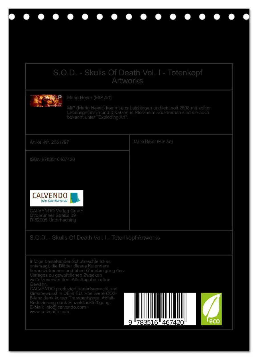 Bild: 9783516467420 | S.O.D. - Skulls Of Death Vol. I - Totenkopf Artworks (Tischkalender...