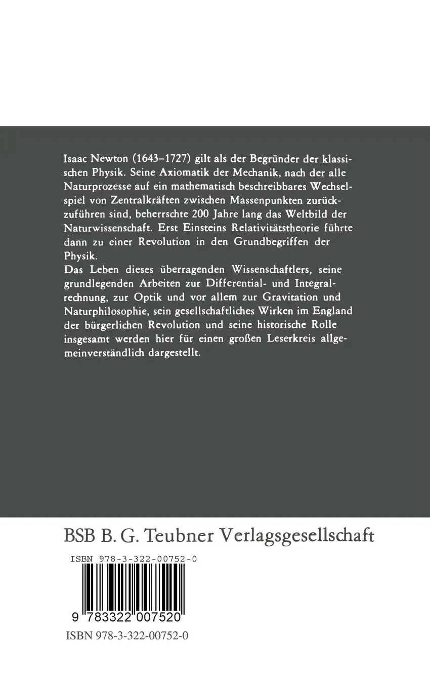 Rückseite: 9783322007520 | Isaac Newton | Hans Wußing | Taschenbuch | 134 S. | Deutsch | 1990