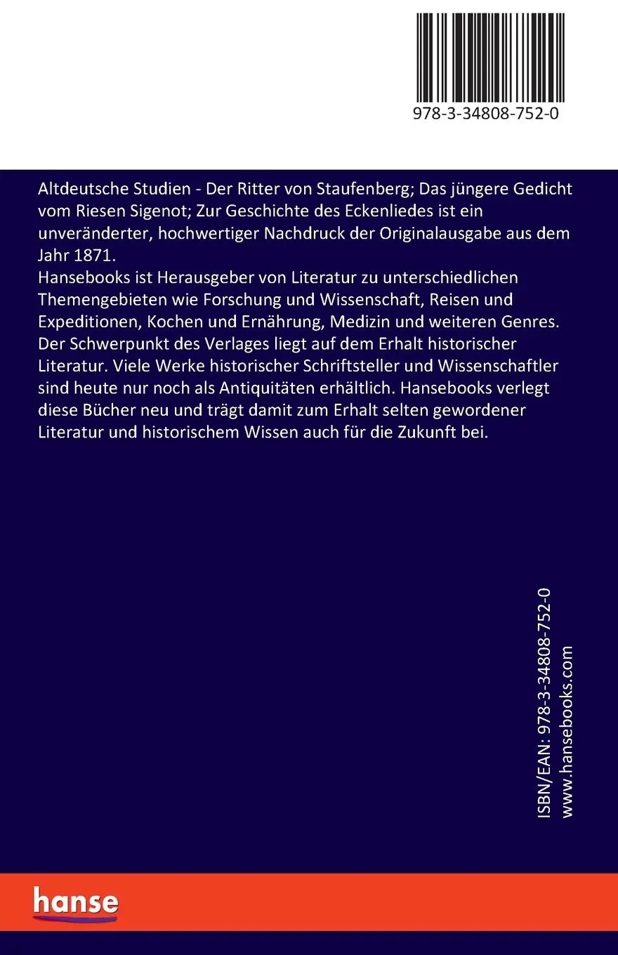 Rückseite: 9783348087520 | Altdeutsche Studien | Oskar Jänicke (u. a.) | Taschenbuch | 148 S.