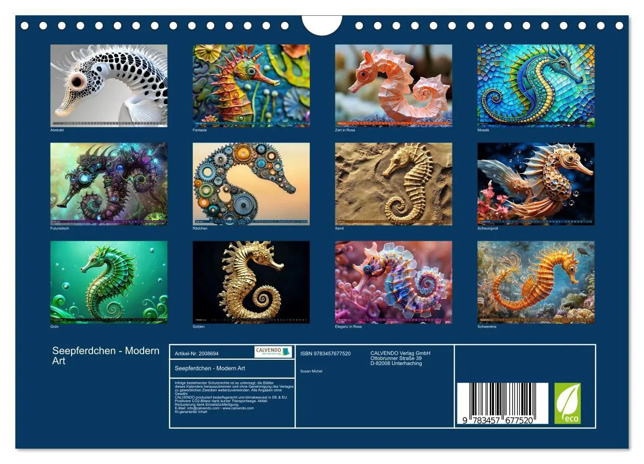 Bild: 9783457677520 | Seepferdchen - Modern Art (Wandkalender 2026 DIN A4 quer), CALVENDO...