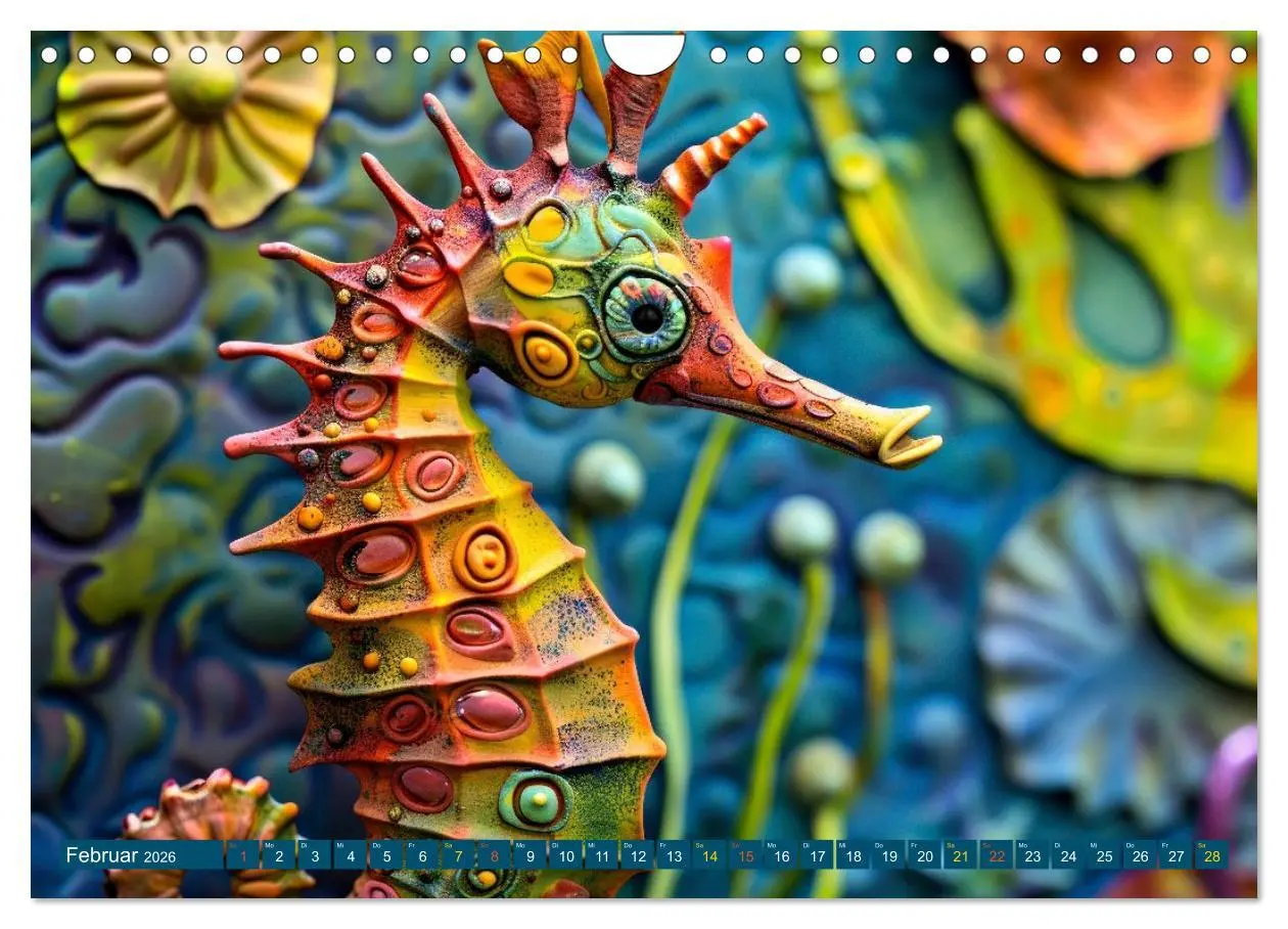 Bild: 9783457677520 | Seepferdchen - Modern Art (Wandkalender 2026 DIN A4 quer), CALVENDO...