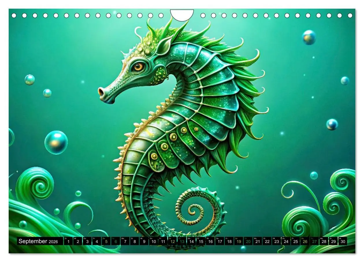 Bild: 9783457677520 | Seepferdchen - Modern Art (Wandkalender 2026 DIN A4 quer), CALVENDO...