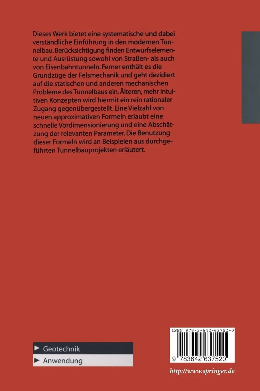 Rückseite: 9783642637520 | Geotechnik - Tunnelbau und Tunnelmechanik | Dimitrios Kolymbas | Buch