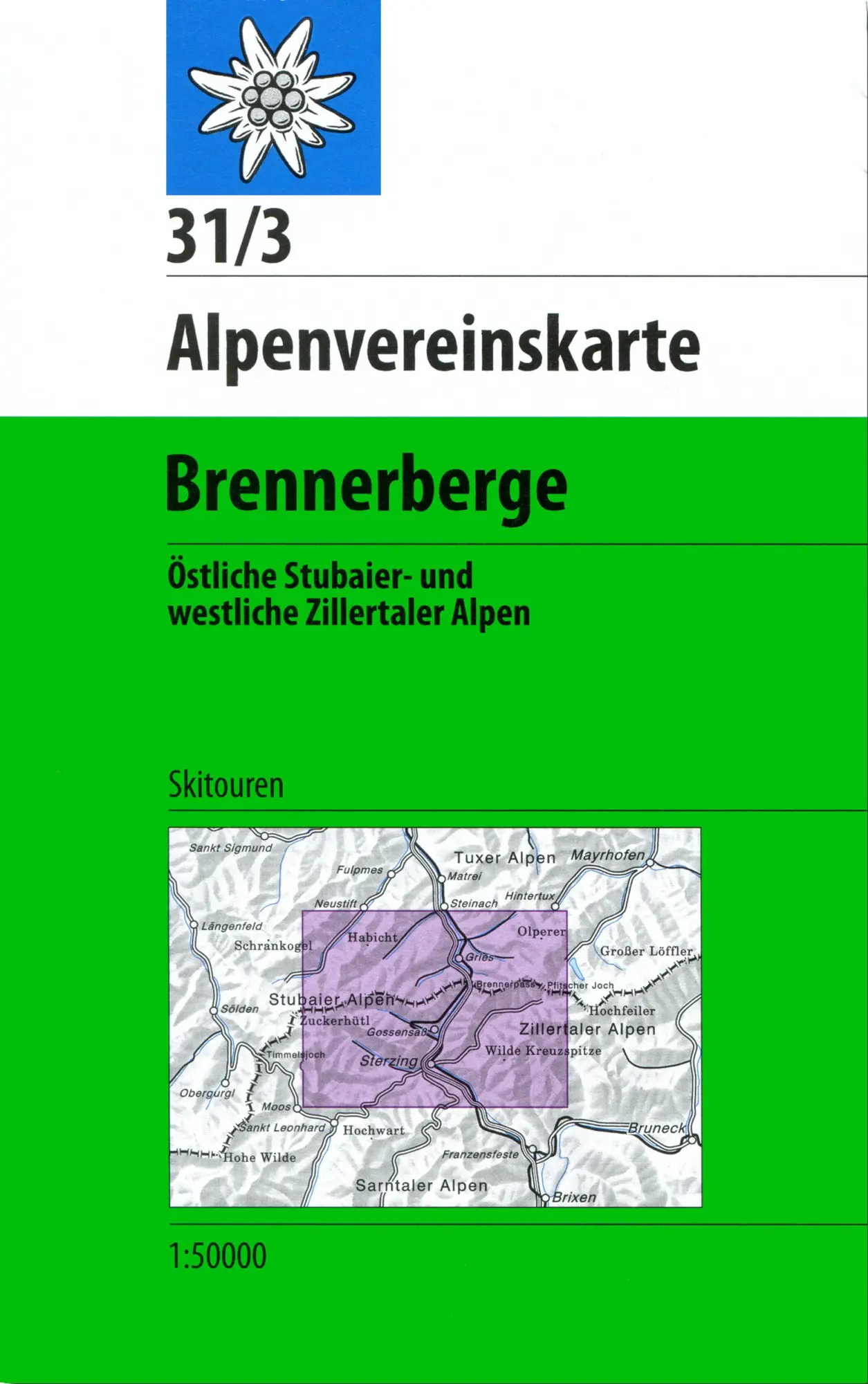 Cover: 9783928777520 | DAV Alpenvereinskarte 31/3 Brennerberge 1 : 50 000 Skitouren | Deutsch