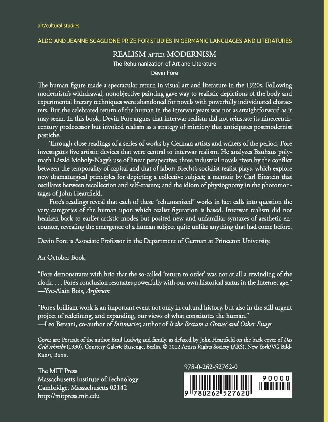 Rückseite: 9780262527620 | Realism after Modernism | The Rehumanization of Art and Literature