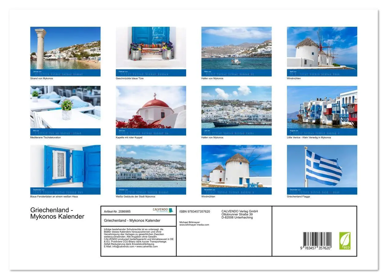 Bild: 9783457357620 | Griechenland - Mykonos Kalender (Wandkalender 2026 DIN A3 quer),...