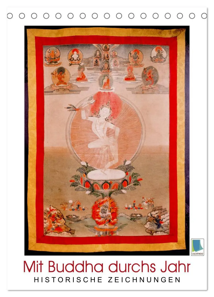 Cover: 9783516447620 | Mit Buddha durchs Jahr: historische Zeichnungen (Tischkalender 2026...