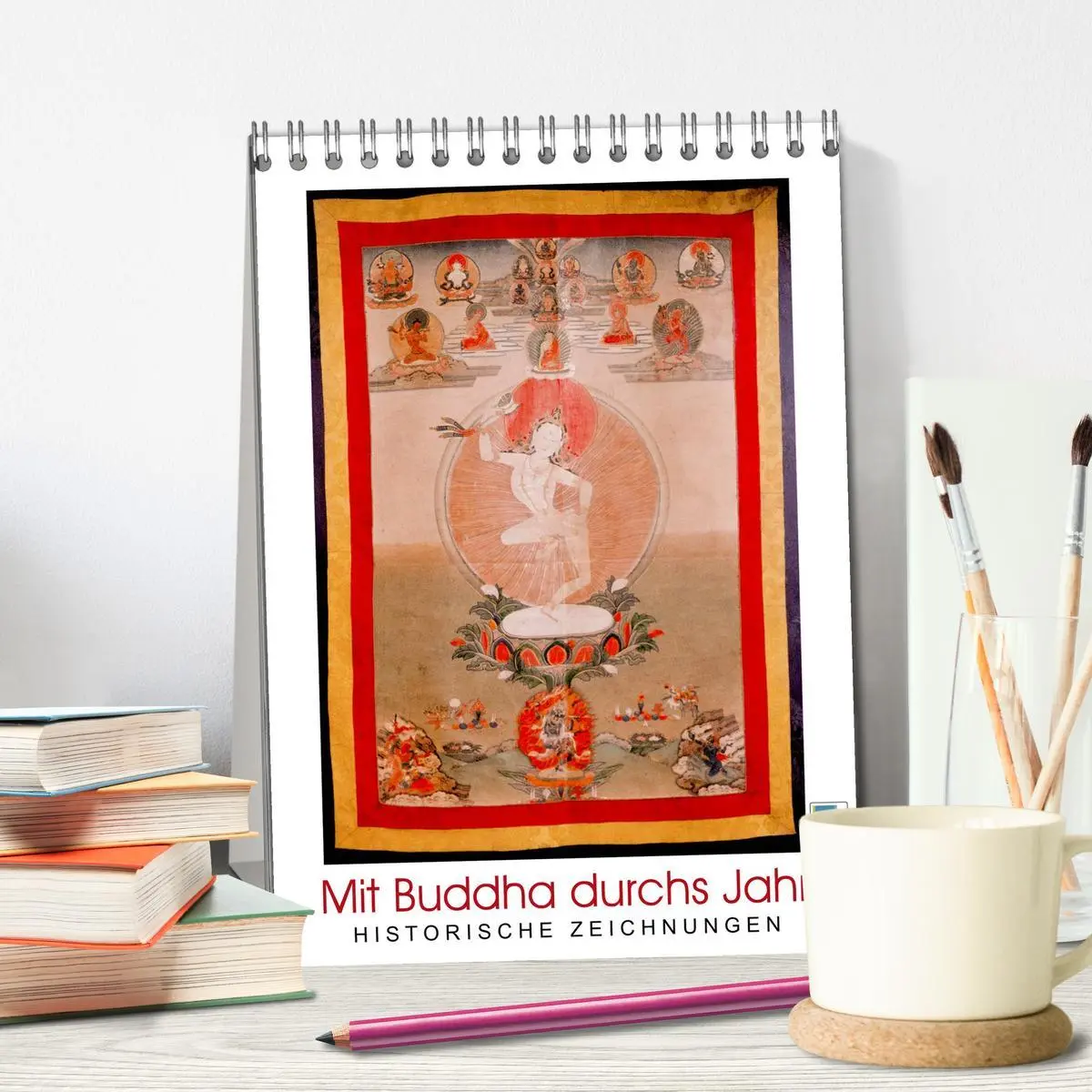 Bild: 9783516447620 | Mit Buddha durchs Jahr: historische Zeichnungen (Tischkalender 2026...