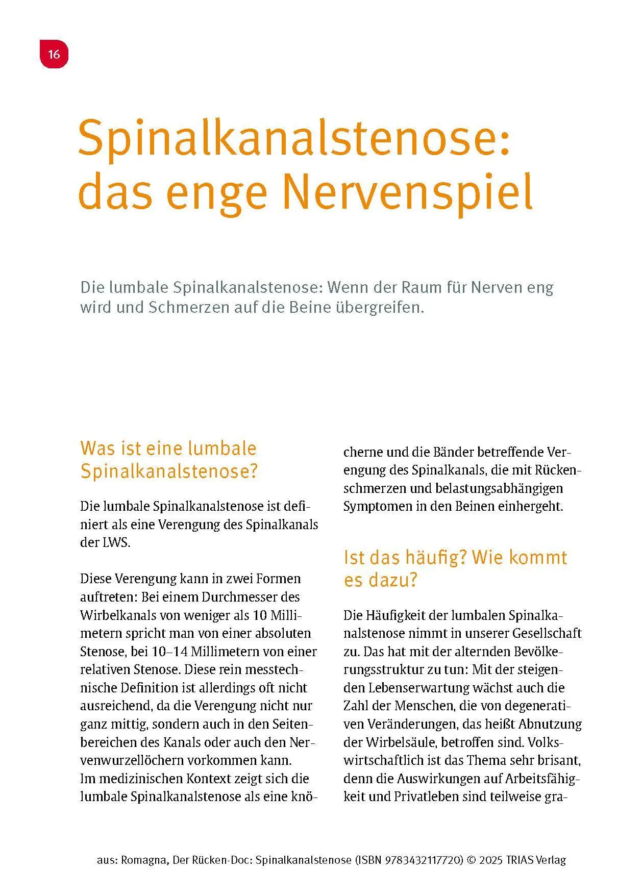 Bild: 9783432117720 | Der Rücken-Doc: Spinalkanalstenose | Alexander Romagna | Taschenbuch