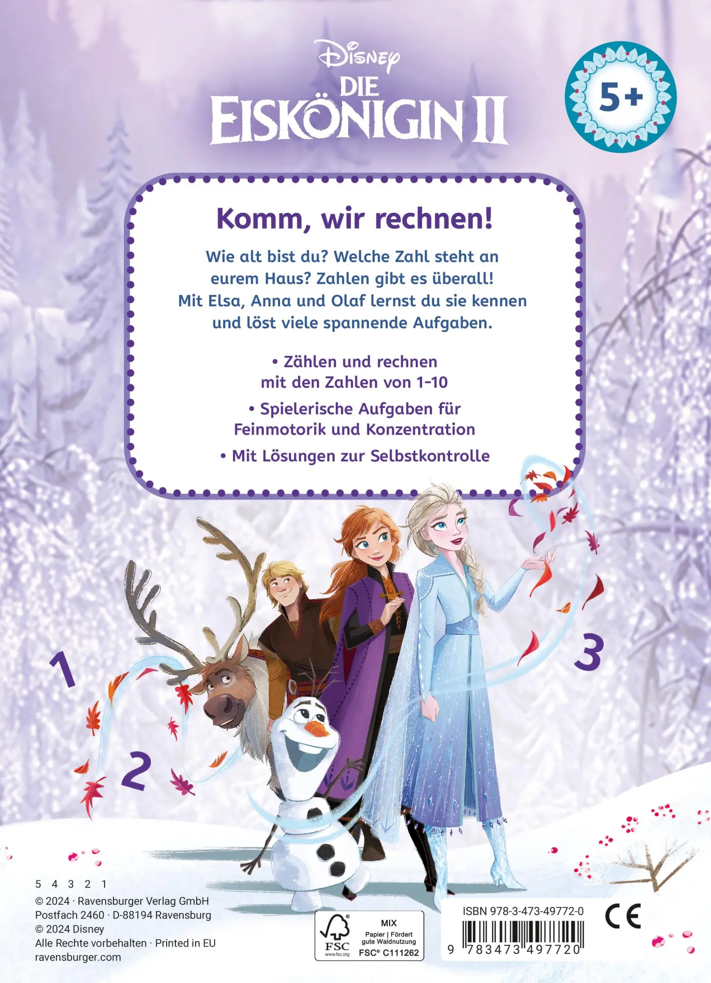 Rückseite: 9783473497720 | Disney Die Eiskönigin 2 - Mein Vorschulblock: Zählen und Rechnen