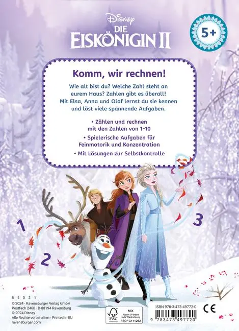 Bild: 9783473497720 | Disney Die Eiskönigin 2 - Mein Vorschulblock: Zählen und Rechnen