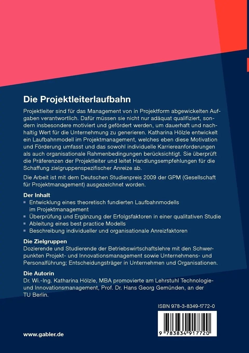 Rückseite: 9783834917720 | Die Projektleiterlaufbahn | Katharina Hölzle | Taschenbuch | xvii