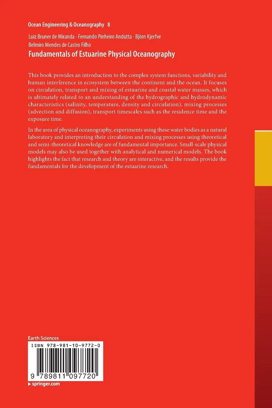 Rückseite: 9789811097720 | Fundamentals of Estuarine Physical Oceanography | Miranda (u. a.)
