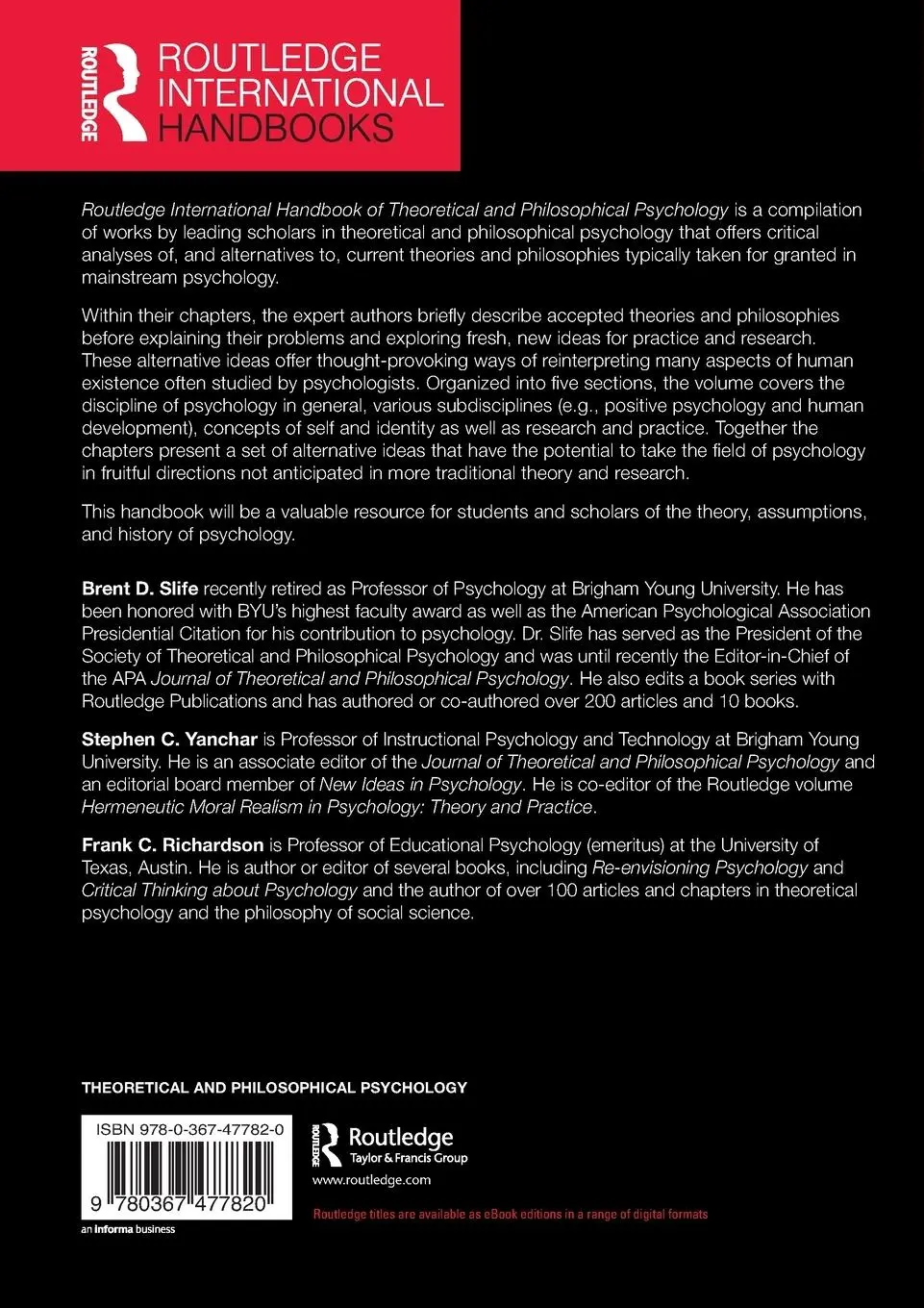 Rückseite: 9780367477820 | Routledge International Handbook of Theoretical and Philosophical...