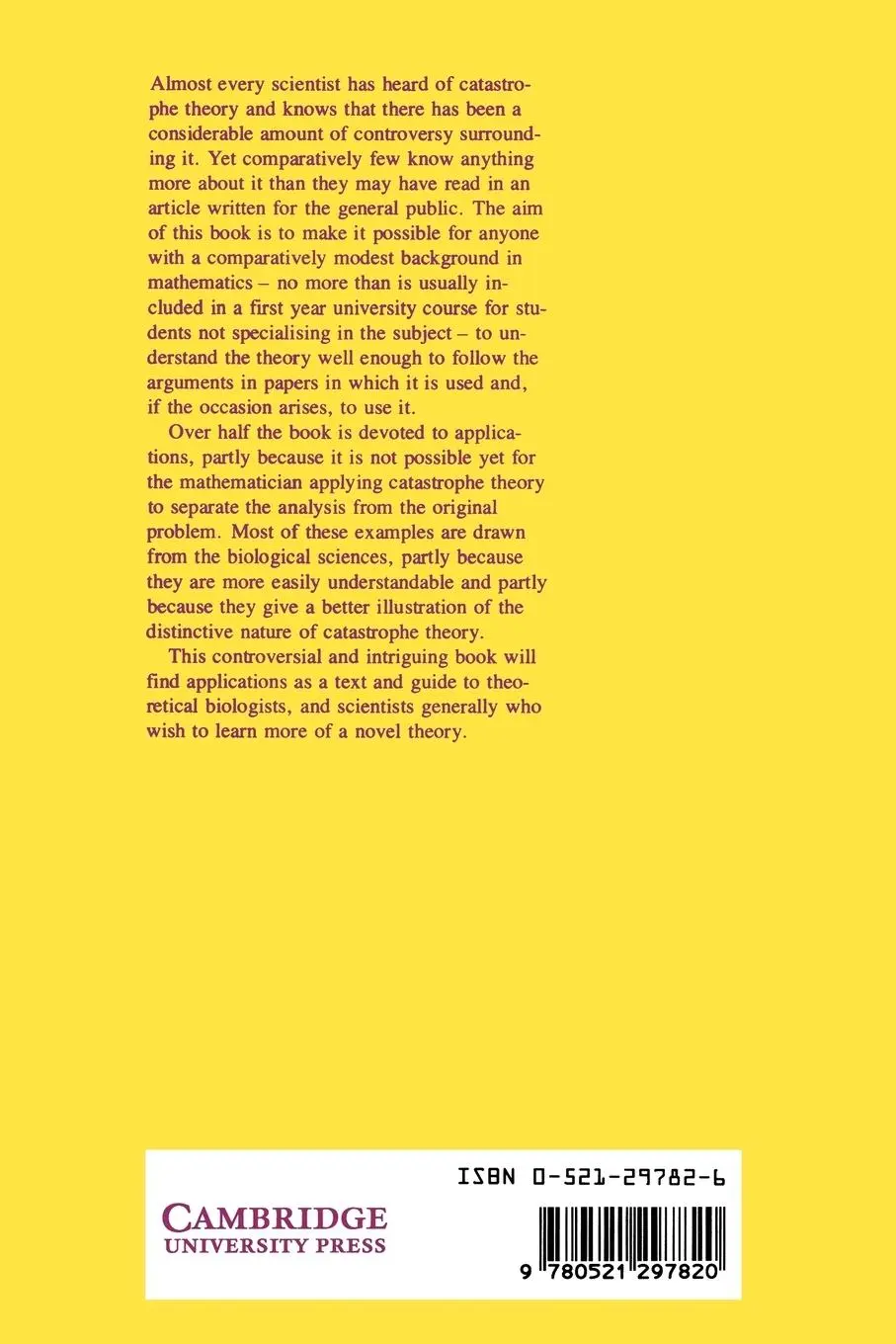 Rückseite: 9780521297820 | An Introduction to Catastrophe Theory | P. T. Saunders (u. a.) | Buch