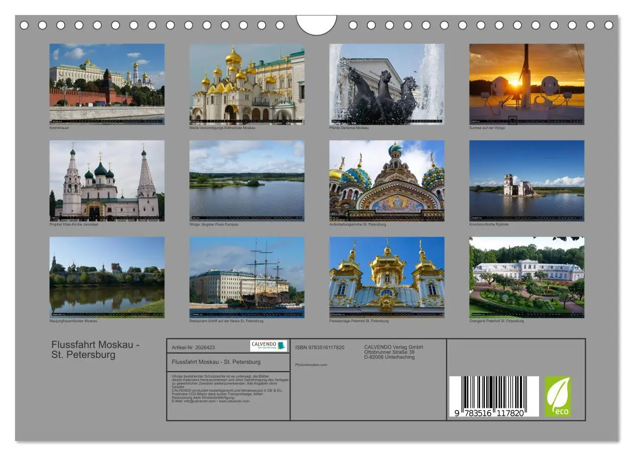 Bild: 9783516117820 | Flussfahrt Moskau - St. Petersburg (Wandkalender 2026 DIN A4 quer),...