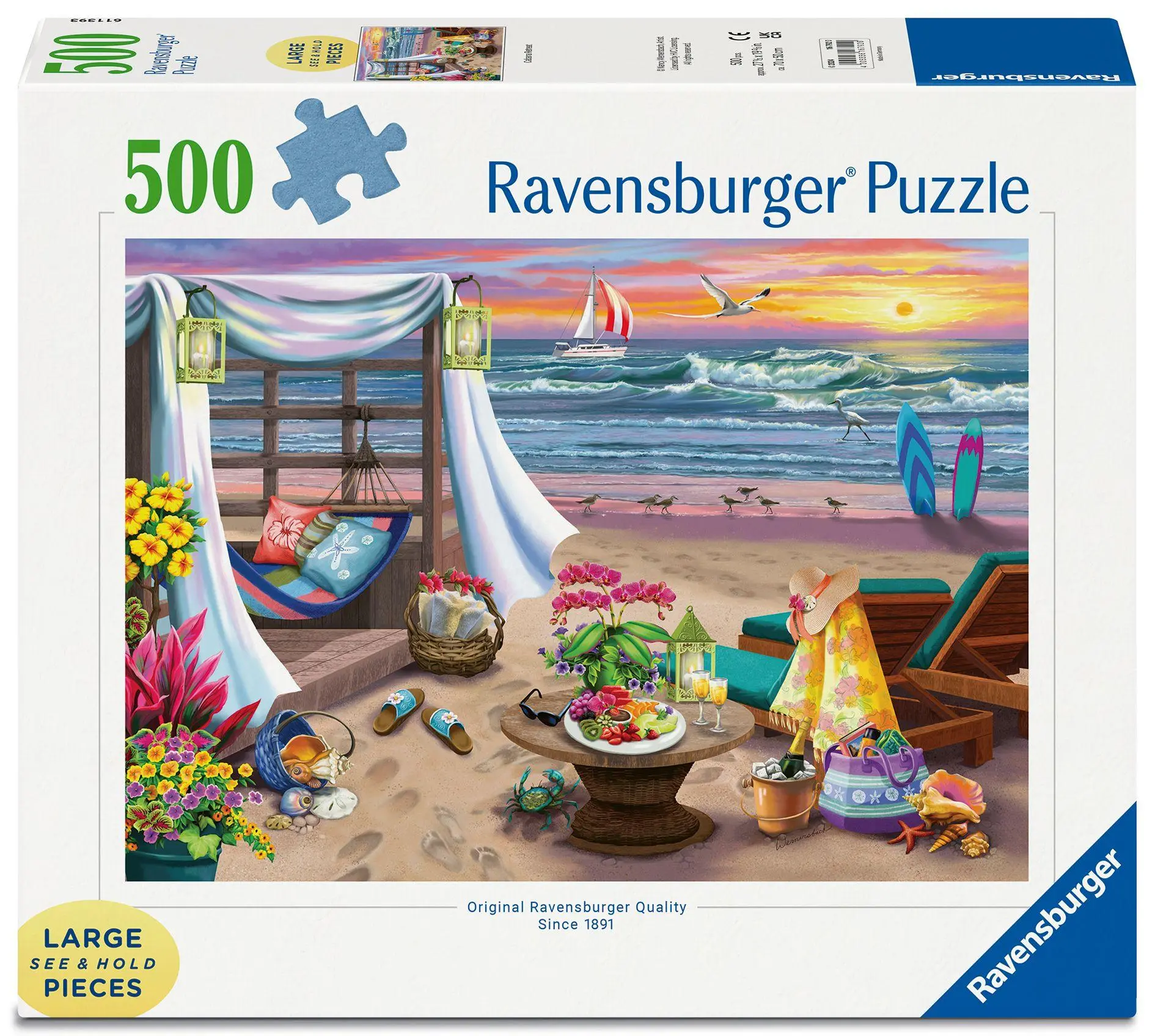 Cover: 4005556167920 | Erwachsenenpuzzle 500 Large Pieces - Die Oase am Strand | Large Pieces