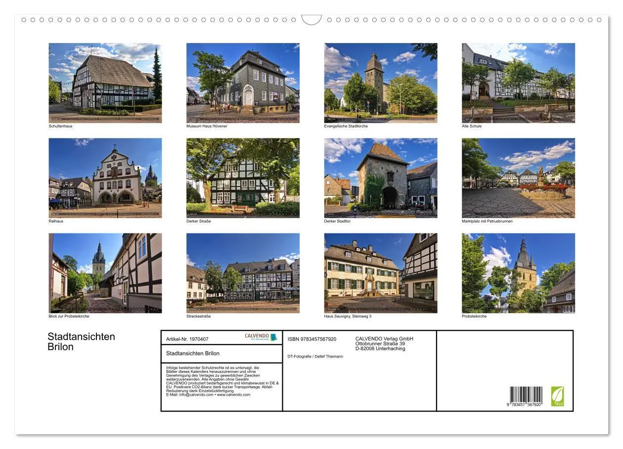 Bild: 9783457567920 | Stadtansichten Brilon (Wandkalender 2026 DIN A2 quer), CALVENDO...