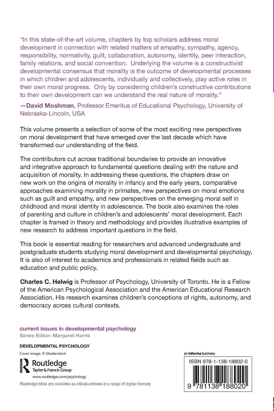 Rückseite: 9781138188020 | New Perspectives on Moral Development | Charles C. Helwig | Buch