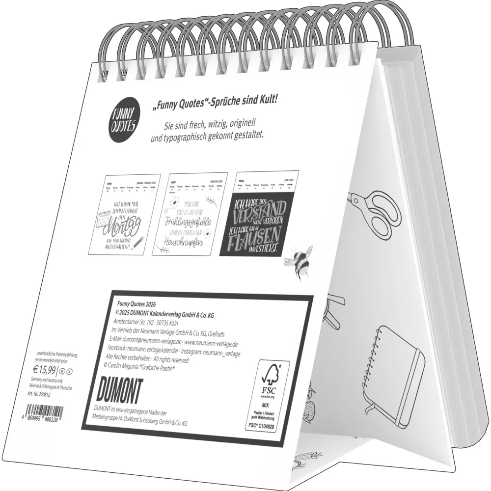 Bild: 4069095008120 | DUMONT - Funny Quotes 2026 - Tischkalender 17x16 cm mit 53 witzigen...