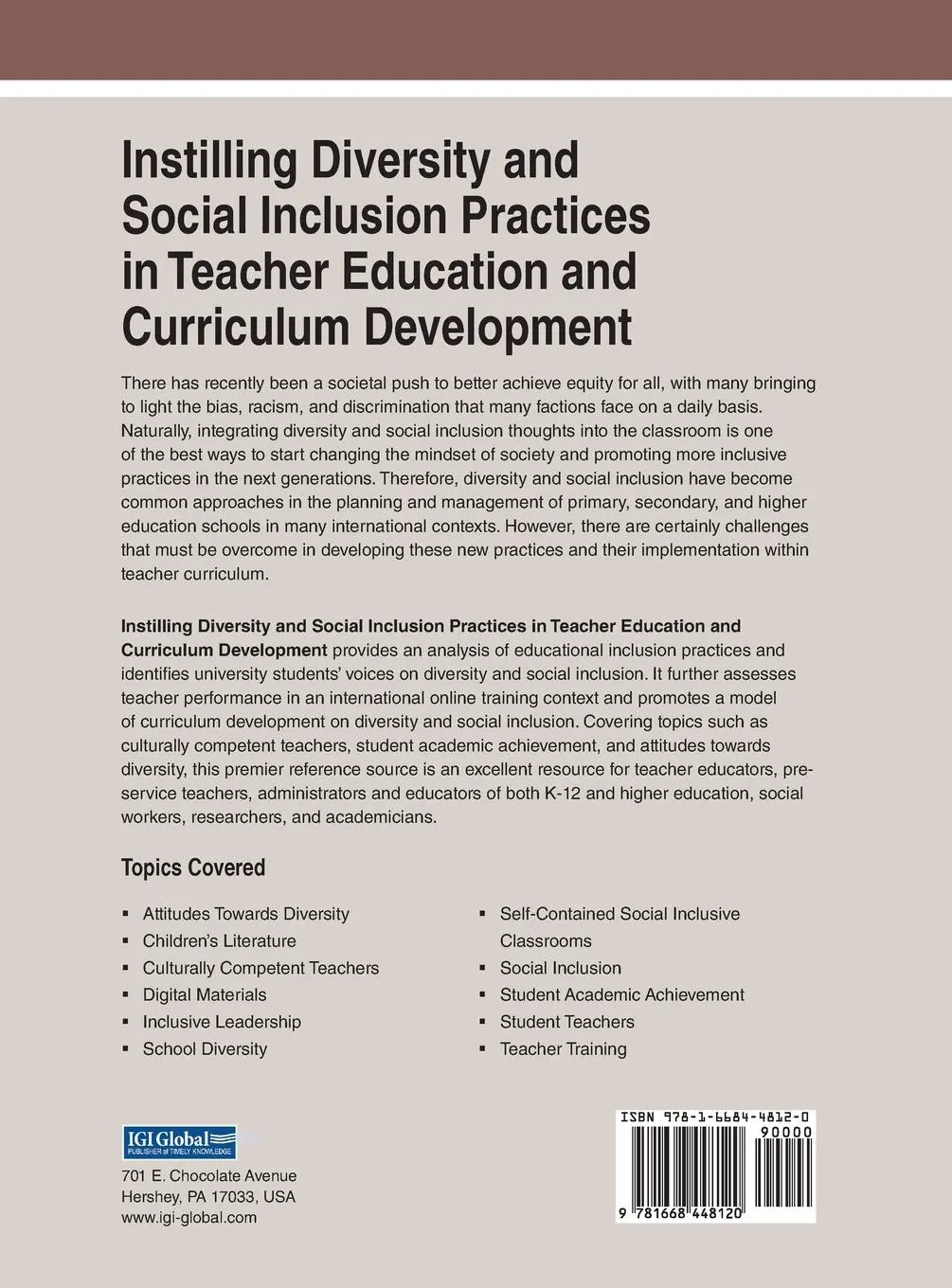 Rückseite: 9781668448120 | Instilling Diversity and Social Inclusion Practices in Teacher...