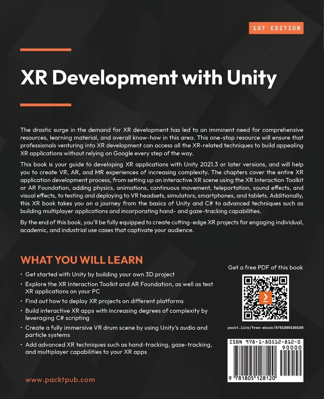 Rückseite: 9781805128120 | XR Development with Unity | Anna Braun (u. a.) | Taschenbuch | 2023